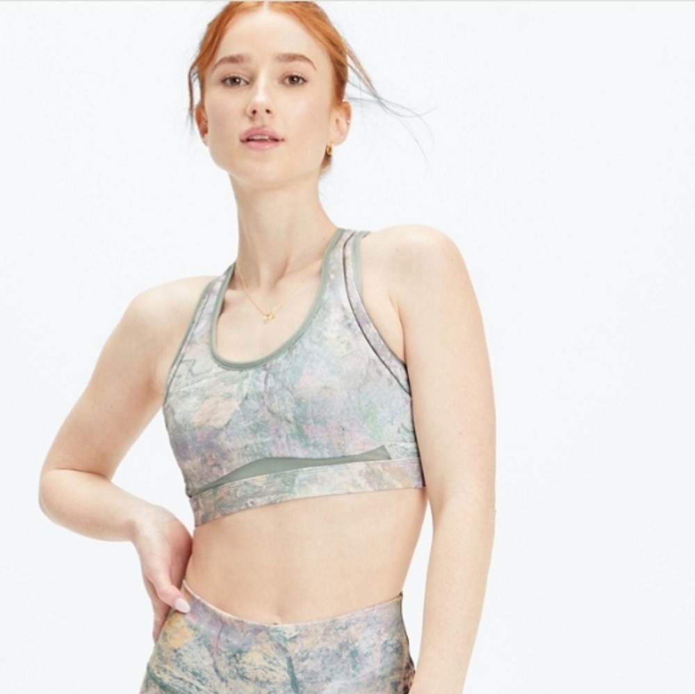NWT Fabletics 'Belle' Pink&Green Tie Dye High Impact Sports Bra - Women's Large